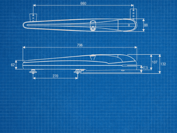 Beninca BOB2124.DK kapunyitó motor méretrajz