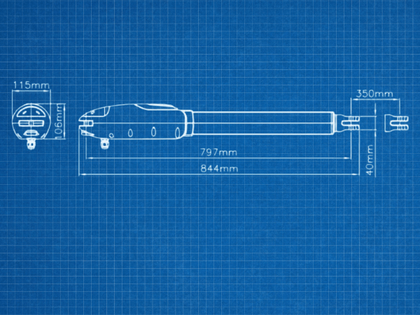 Powertech PW230 kapunyitó motor méretrajz