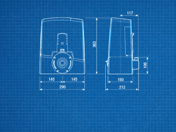 CAME BXV10 kapunyitó motor méretrajz